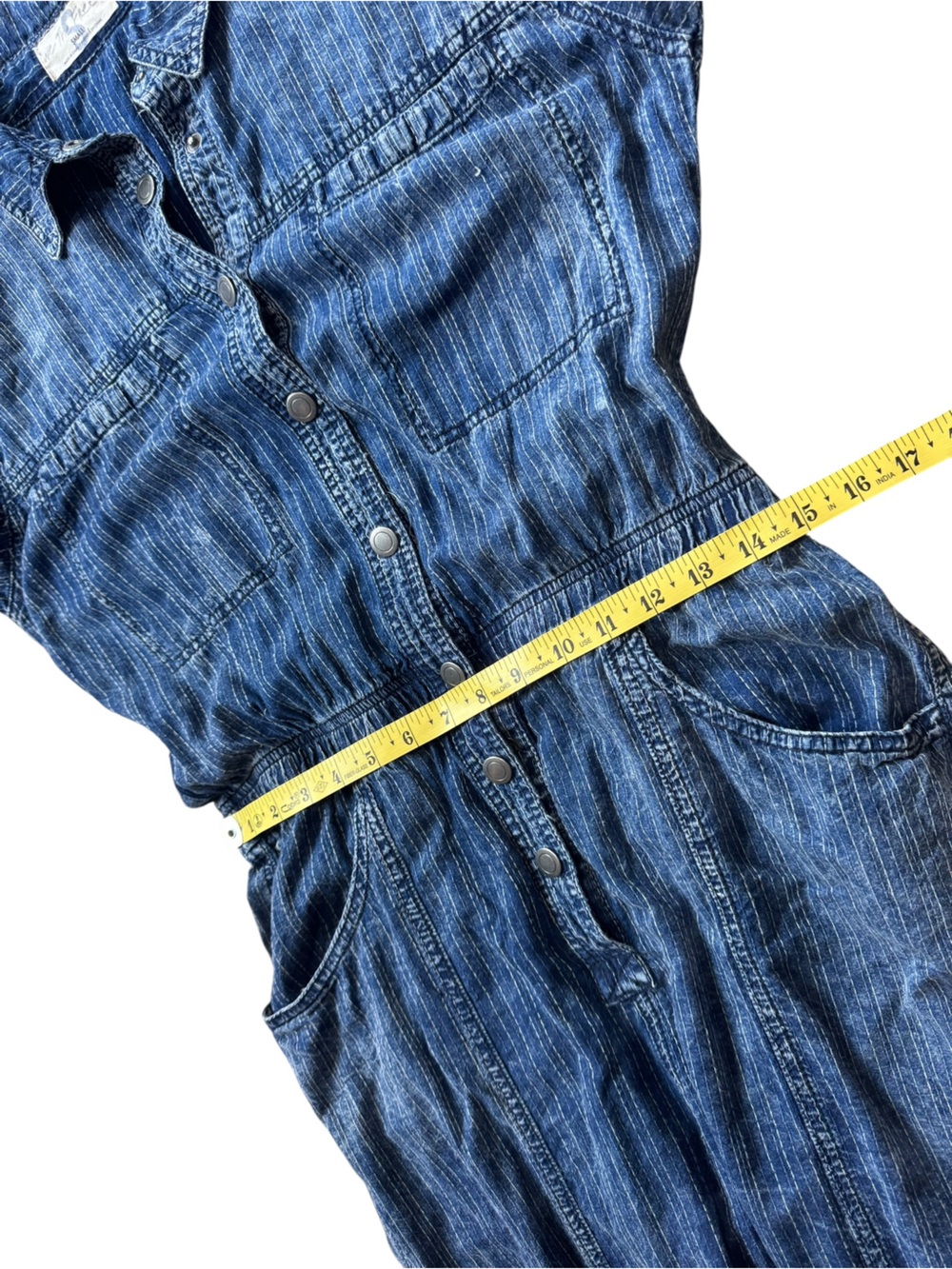 Free People We The Free Ari Denim Striped Coverall Jumpsuit size S - Picture 10 of 12